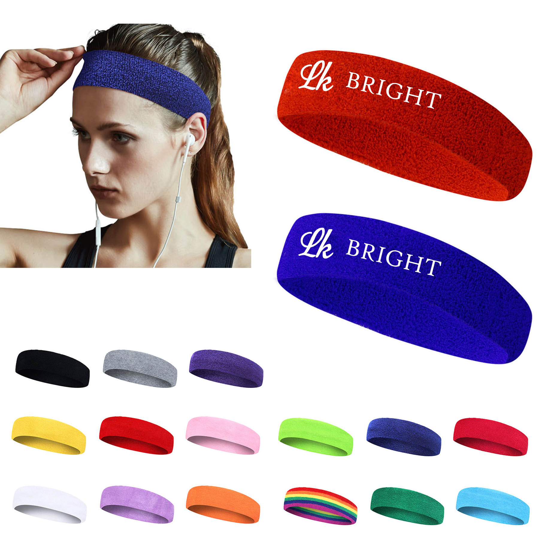 FlyFlyPromos - Terry Cotton Headband Sweatband Image 1 - Promotional Product